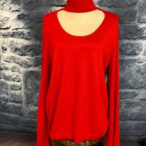 Vince Camuto Mock/ turtleneck key hole open cut scoop neckline pullover Sweater